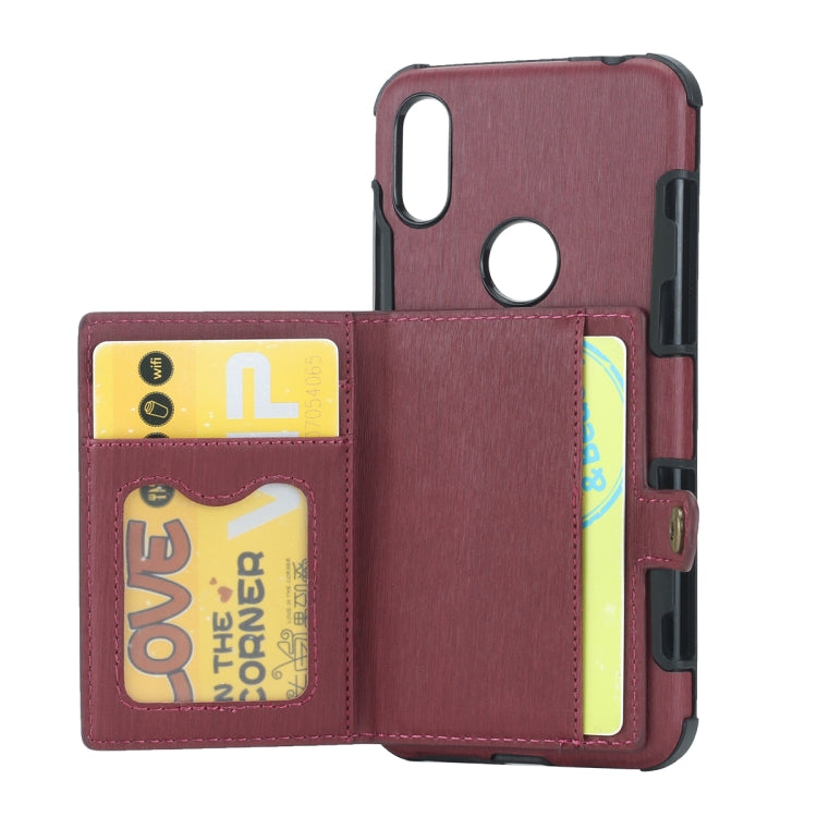 For Motorola One (P30 Play) Brushed Texture Shockproof PU + TPU Case, with Card Slots & Wallet & Photo Frame