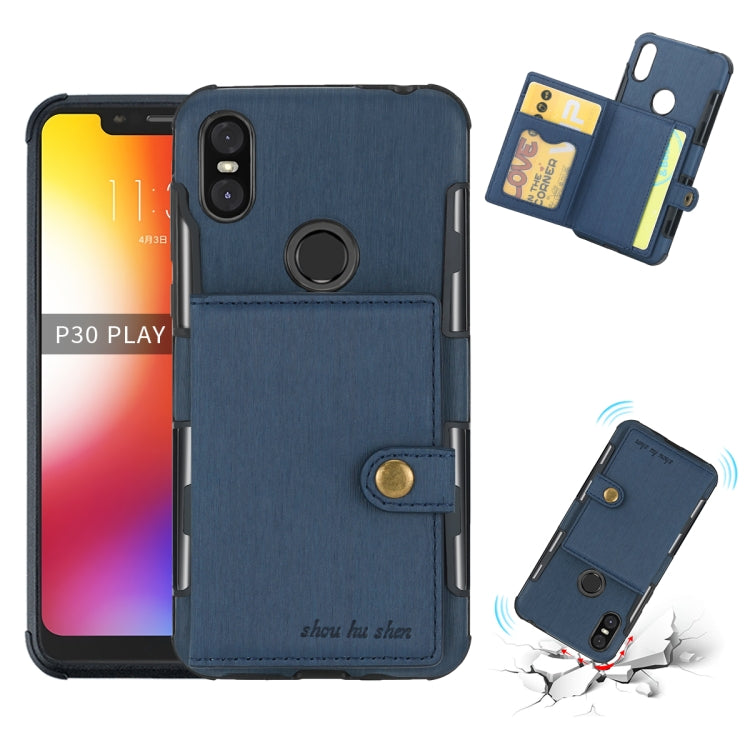 For Motorola One (P30 Play) Brushed Texture Shockproof PU + TPU Case, with Card Slots & Wallet & Photo Frame