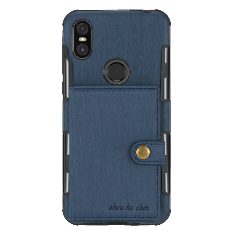 For Motorola One (P30 Play) Brushed Texture Shockproof PU + TPU Case, with Card Slots & Wallet & Photo Frame