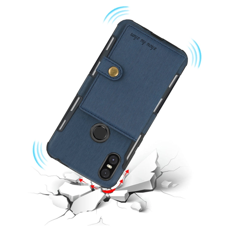 For Motorola One (P30 Play) Brushed Texture Shockproof PU + TPU Case, with Card Slots & Wallet & Photo Frame