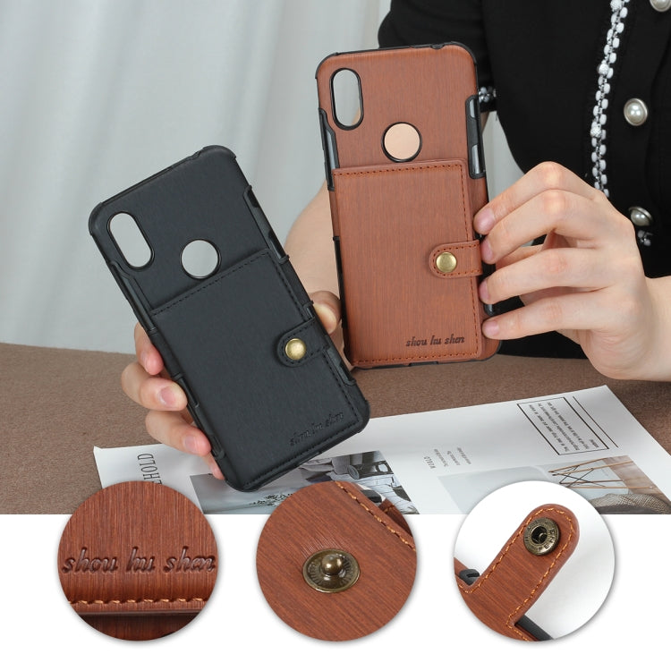For Motorola One (P30 Play) Brushed Texture Shockproof PU + TPU Case, with Card Slots & Wallet & Photo Frame