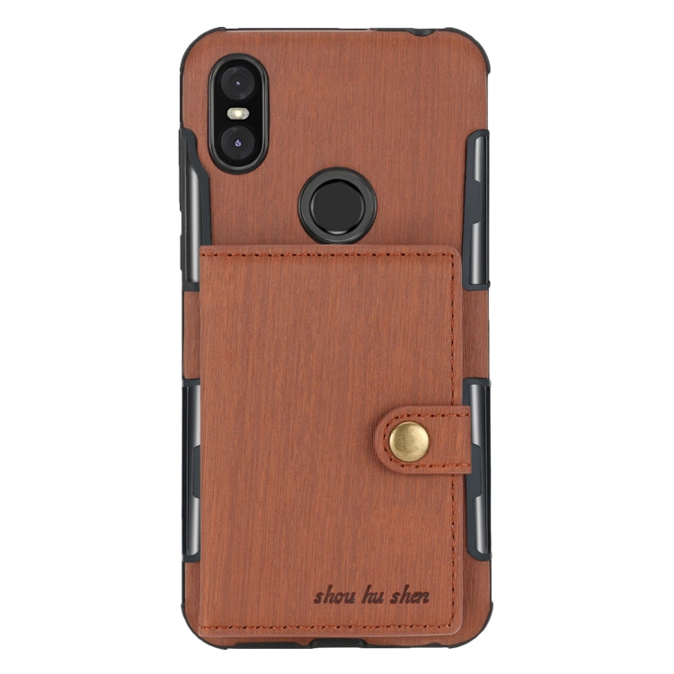 For Motorola One (P30 Play) Brushed Texture Shockproof PU + TPU Case, with Card Slots & Wallet & Photo Frame