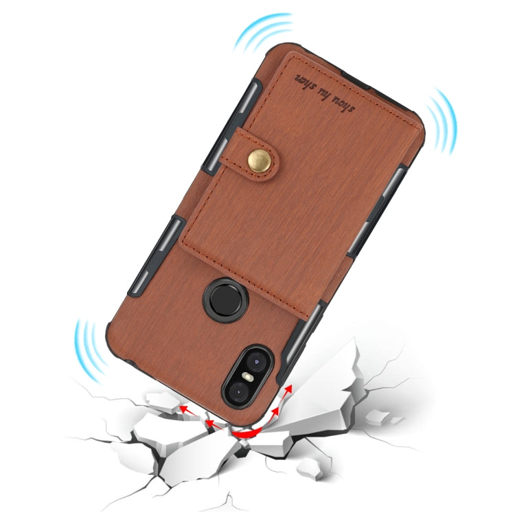For Motorola One (P30 Play) Brushed Texture Shockproof PU + TPU Case, with Card Slots & Wallet & Photo Frame