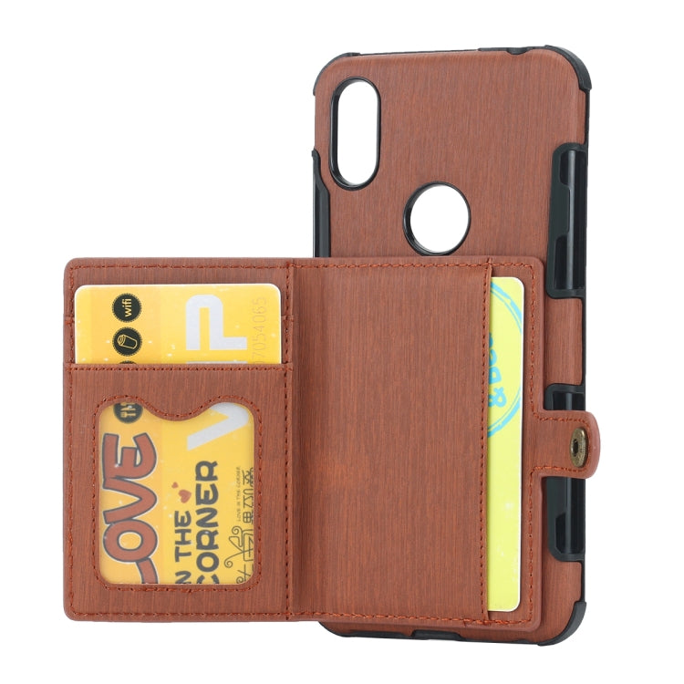 For Motorola One (P30 Play) Brushed Texture Shockproof PU + TPU Case, with Card Slots & Wallet & Photo Frame