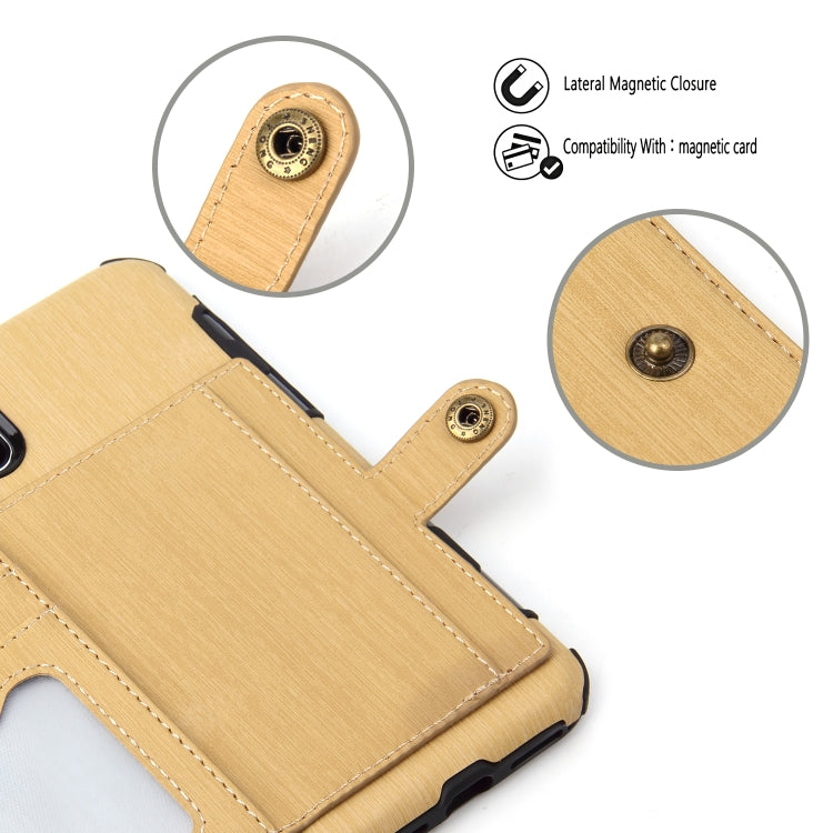 For iPhone XS Max Brushed Texture Shockproof PU + TPU Case, with Card Slots & Wallet & Photo Frame