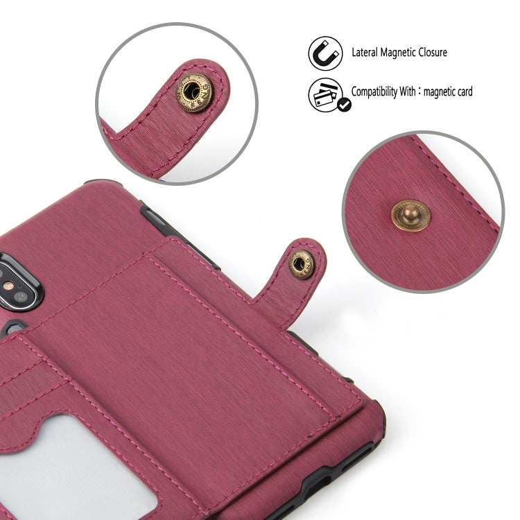 For iPhone XS Max Brushed Texture Shockproof PU + TPU Case, with Card Slots & Wallet & Photo Frame