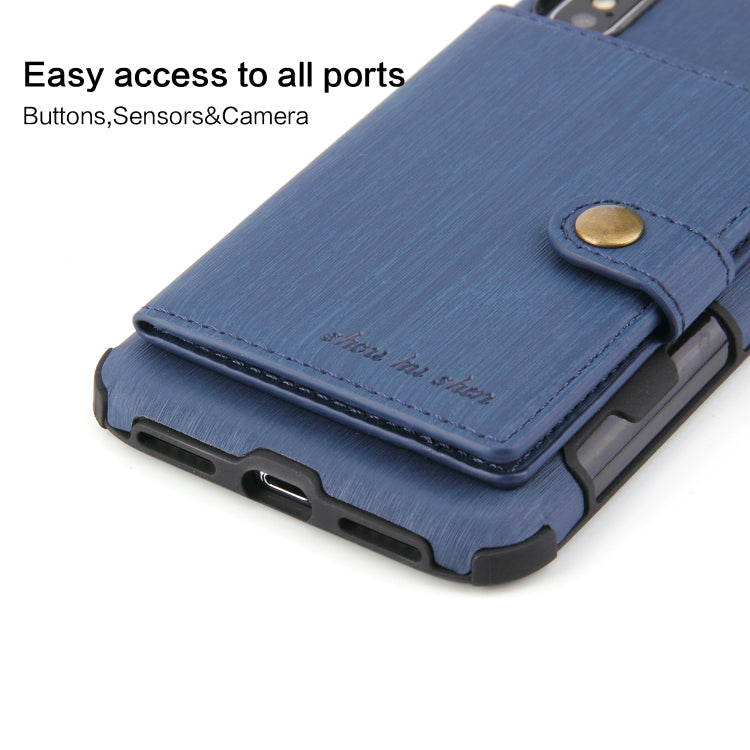 For iPhone XS Max Brushed Texture Shockproof PU + TPU Case, with Card Slots & Wallet & Photo Frame