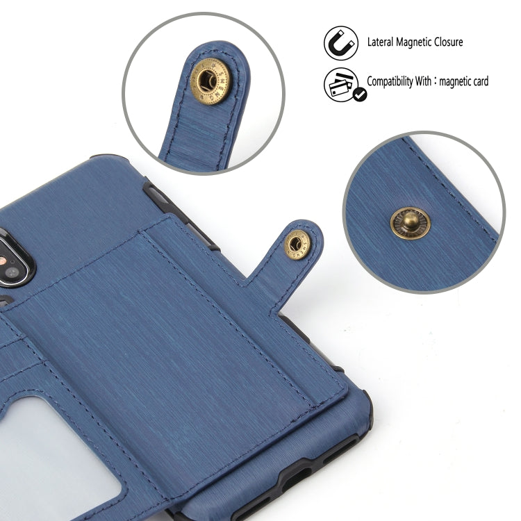 For iPhone XS Max Brushed Texture Shockproof PU + TPU Case, with Card Slots & Wallet & Photo Frame