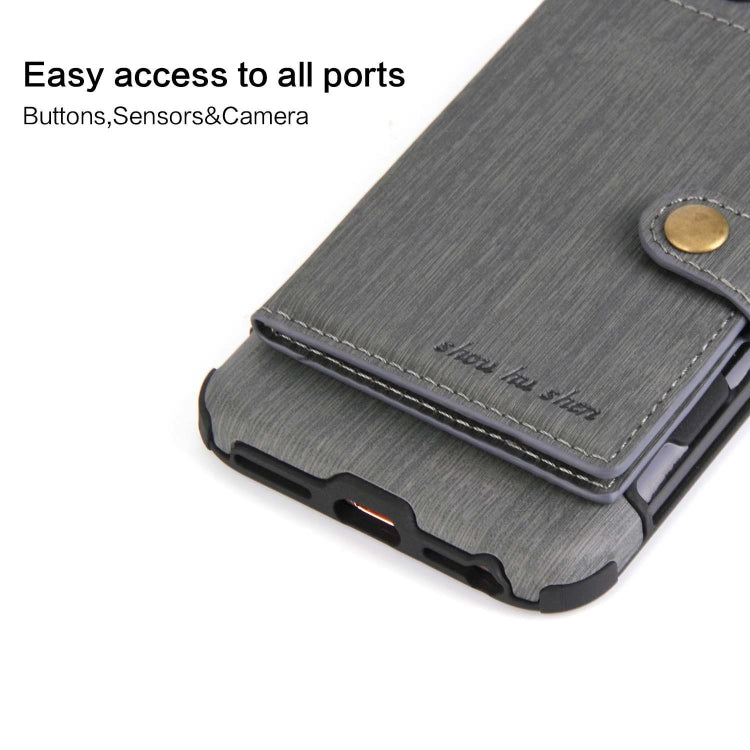 For iPhone 8 / 7 Brushed Texture Shockproof PU + TPU Case, with Card Slots & Wallet & Photo Frame