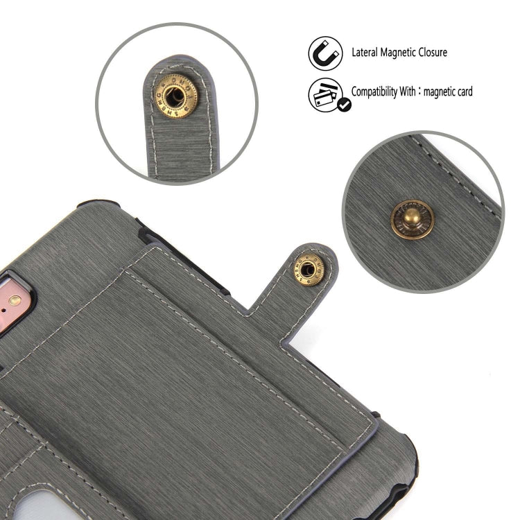 For iPhone 8 / 7 Brushed Texture Shockproof PU + TPU Case, with Card Slots & Wallet & Photo Frame