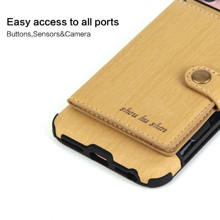 For iPhone 8 / 7 Brushed Texture Shockproof PU + TPU Case, with Card Slots & Wallet & Photo Frame