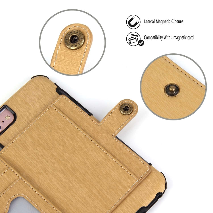 For iPhone 8 / 7 Brushed Texture Shockproof PU + TPU Case, with Card Slots & Wallet & Photo Frame