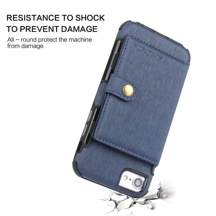 For iPhone 8 / 7 Brushed Texture Shockproof PU + TPU Case, with Card Slots & Wallet & Photo Frame