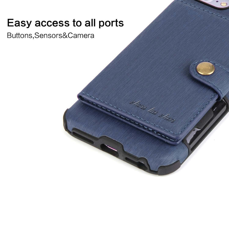 For iPhone 8 / 7 Brushed Texture Shockproof PU + TPU Case, with Card Slots & Wallet & Photo Frame