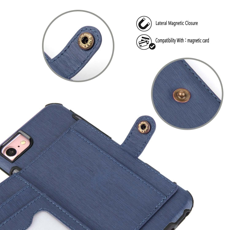 For iPhone 8 / 7 Brushed Texture Shockproof PU + TPU Case, with Card Slots & Wallet & Photo Frame