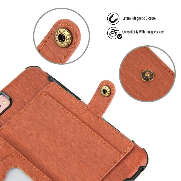 For iPhone 8 / 7 Brushed Texture Shockproof PU + TPU Case, with Card Slots & Wallet & Photo Frame