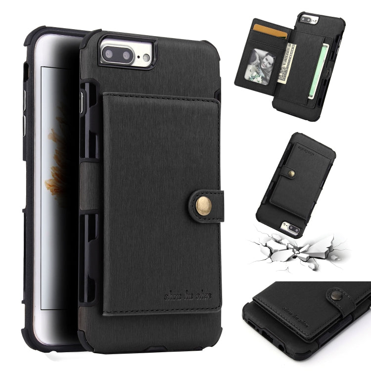 For iPhone 6s Plus / 6 Plus Brushed Texture Shockproof PU + TPU Case, with Card Slots & Wallet & Photo Frame