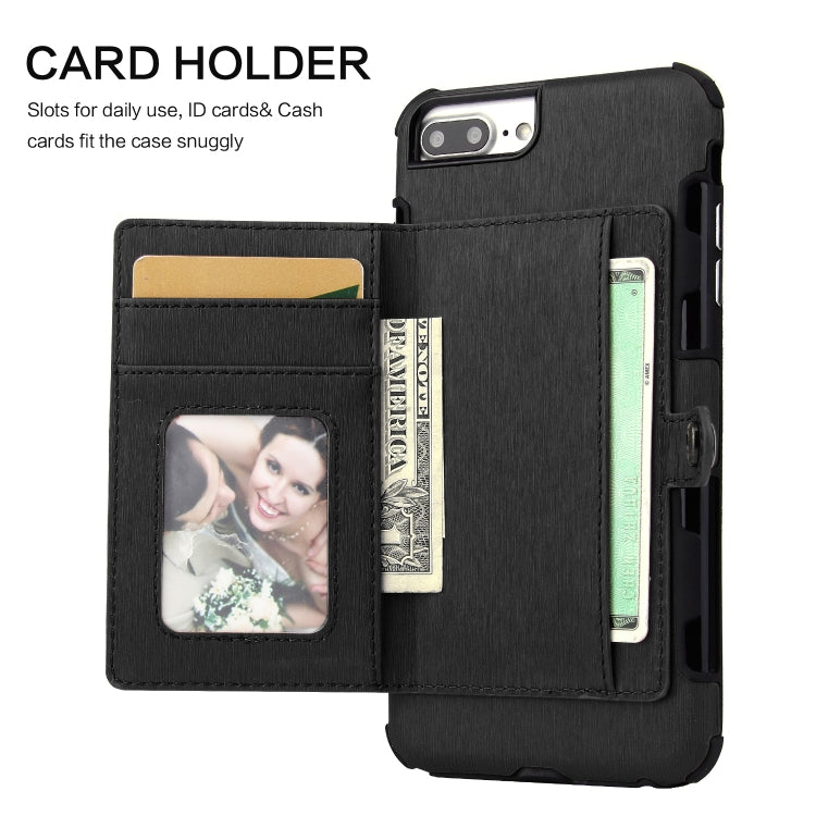 For iPhone 6s Plus / 6 Plus Brushed Texture Shockproof PU + TPU Case, with Card Slots & Wallet & Photo Frame