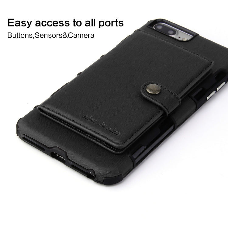 For iPhone 6s Plus / 6 Plus Brushed Texture Shockproof PU + TPU Case, with Card Slots & Wallet & Photo Frame