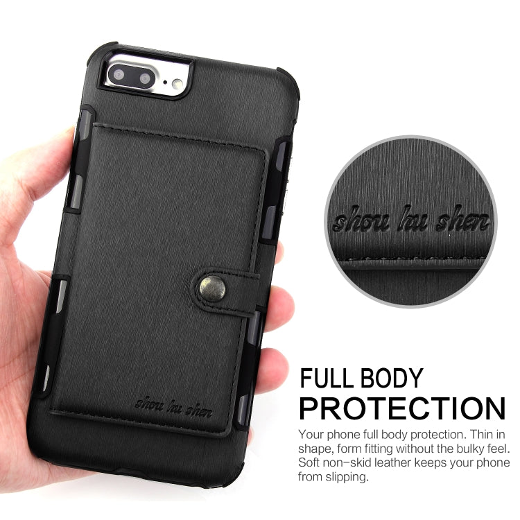 For iPhone 6s Plus / 6 Plus Brushed Texture Shockproof PU + TPU Case, with Card Slots & Wallet & Photo Frame