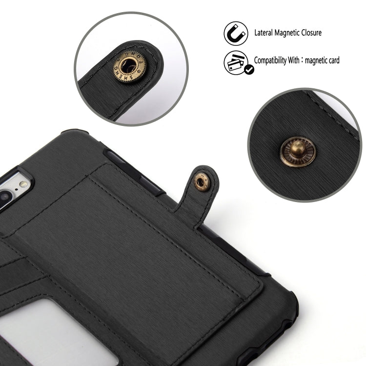 For iPhone 6s Plus / 6 Plus Brushed Texture Shockproof PU + TPU Case, with Card Slots & Wallet & Photo Frame