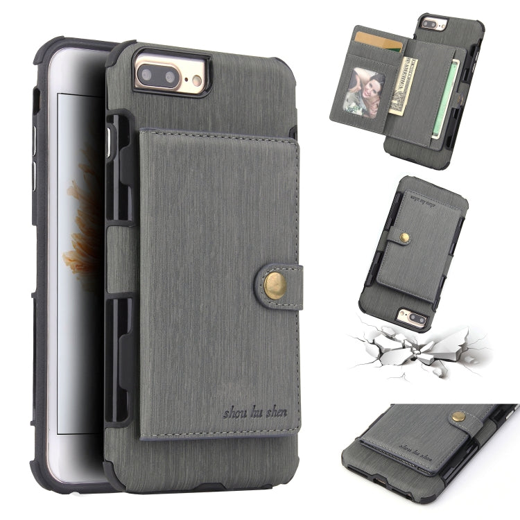 For iPhone 6s Plus / 6 Plus Brushed Texture Shockproof PU + TPU Case, with Card Slots & Wallet & Photo Frame