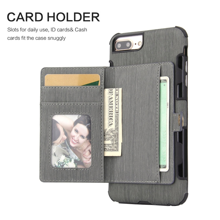 For iPhone 6s Plus / 6 Plus Brushed Texture Shockproof PU + TPU Case, with Card Slots & Wallet & Photo Frame