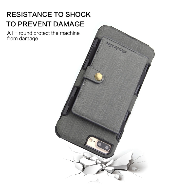 For iPhone 6s Plus / 6 Plus Brushed Texture Shockproof PU + TPU Case, with Card Slots & Wallet & Photo Frame