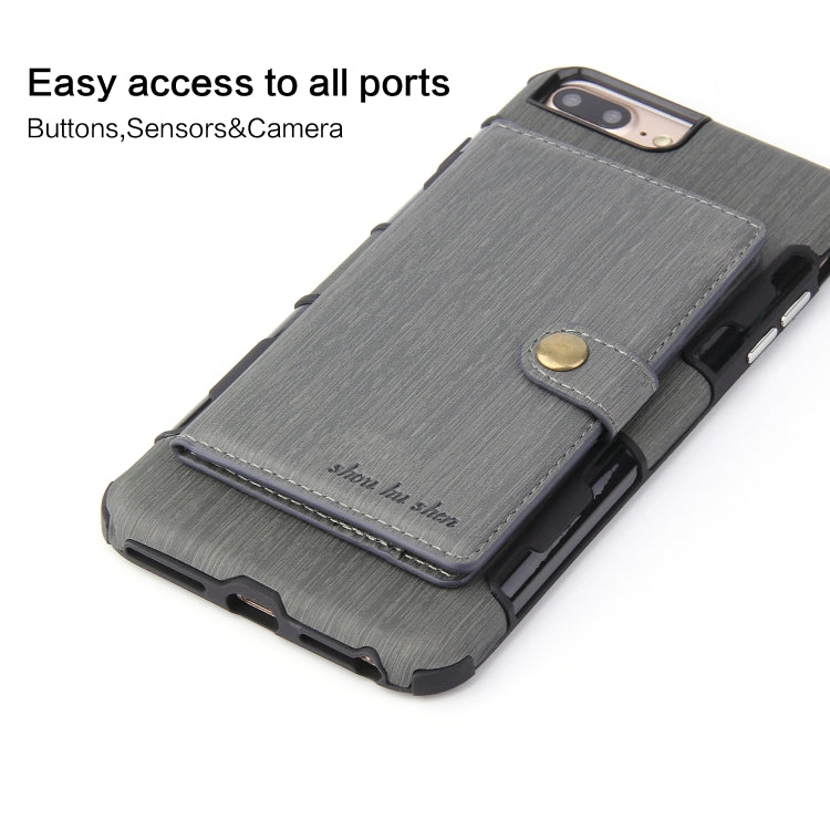 For iPhone 6s Plus / 6 Plus Brushed Texture Shockproof PU + TPU Case, with Card Slots & Wallet & Photo Frame
