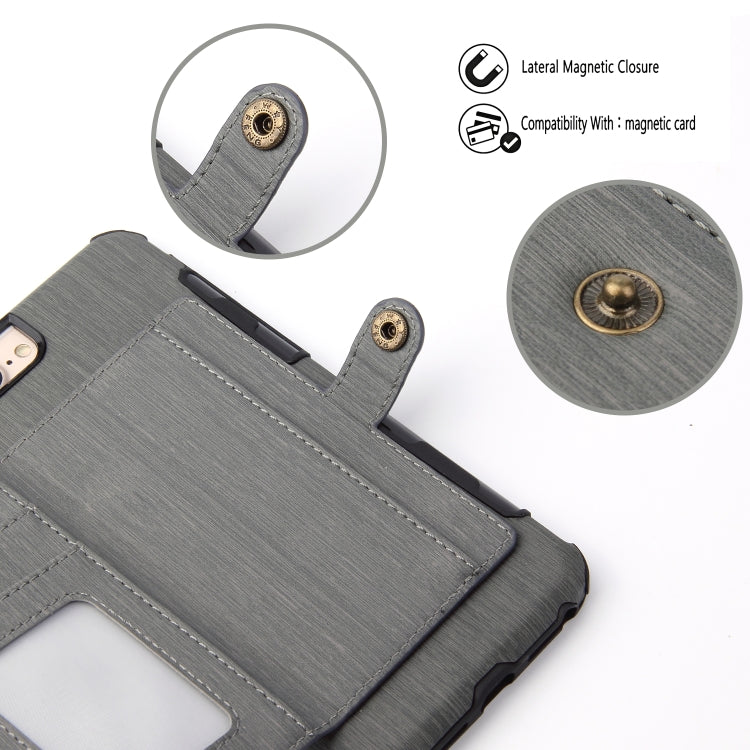 For iPhone 6s Plus / 6 Plus Brushed Texture Shockproof PU + TPU Case, with Card Slots & Wallet & Photo Frame