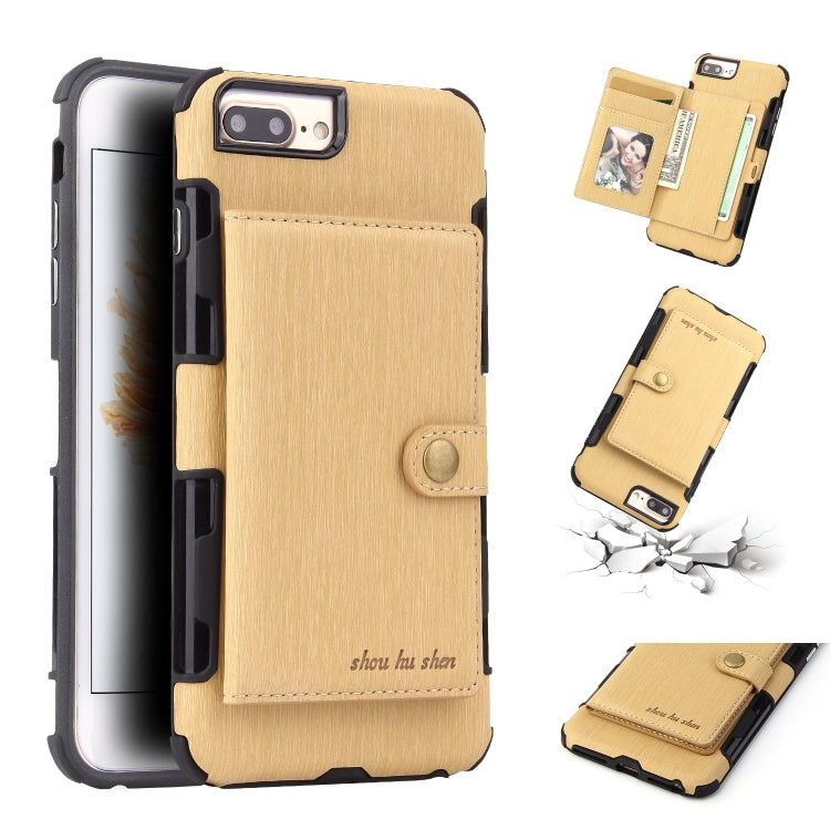 For iPhone 6s Plus / 6 Plus Brushed Texture Shockproof PU + TPU Case, with Card Slots & Wallet & Photo Frame