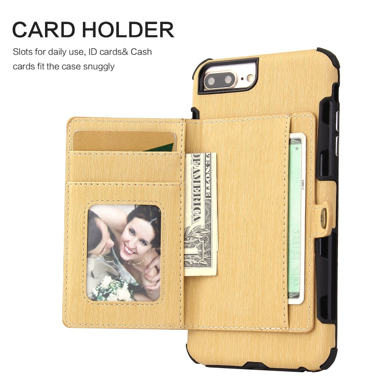 For iPhone 6s Plus / 6 Plus Brushed Texture Shockproof PU + TPU Case, with Card Slots & Wallet & Photo Frame