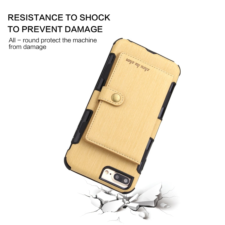 For iPhone 6s Plus / 6 Plus Brushed Texture Shockproof PU + TPU Case, with Card Slots & Wallet & Photo Frame