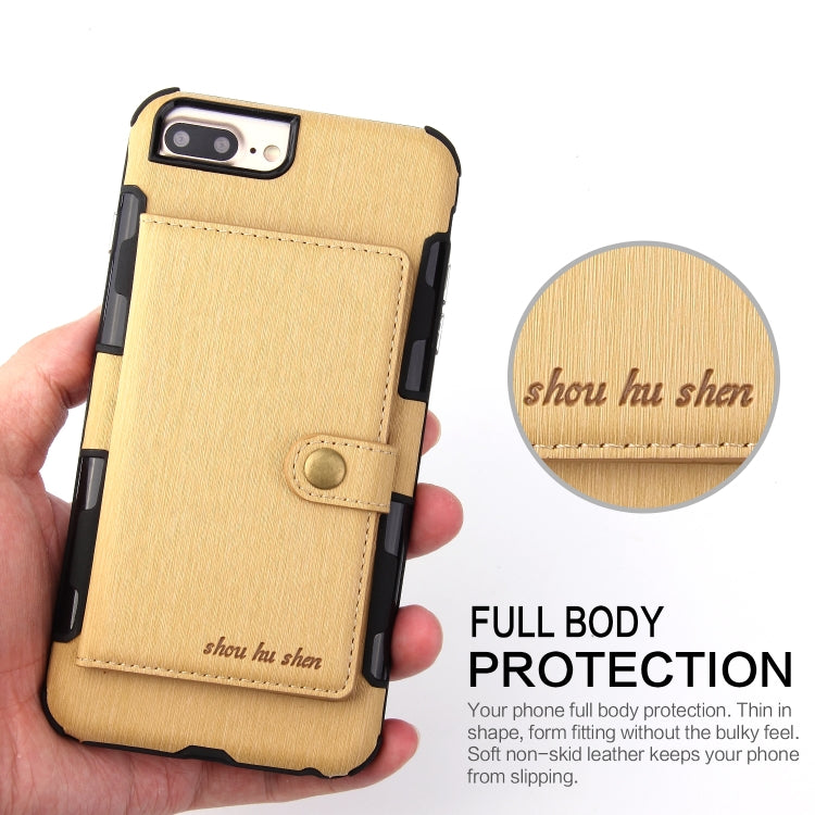 For iPhone 6s Plus / 6 Plus Brushed Texture Shockproof PU + TPU Case, with Card Slots & Wallet & Photo Frame