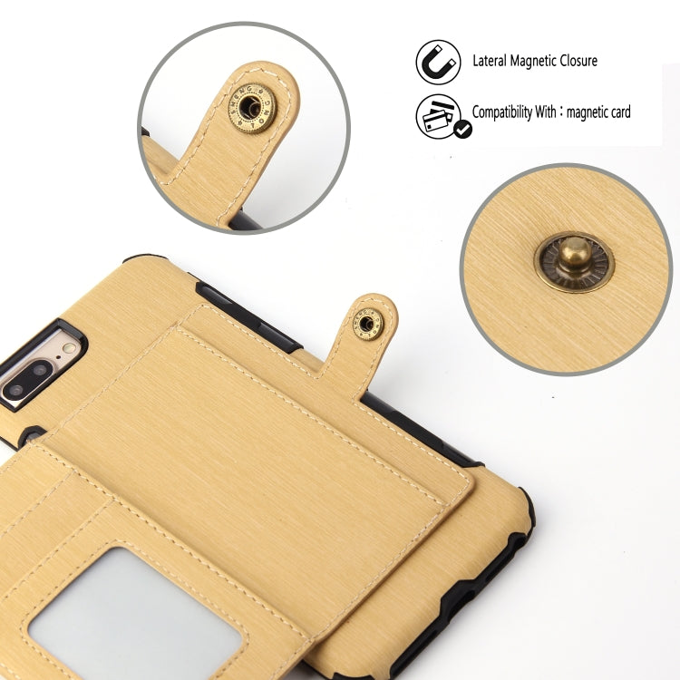 For iPhone 6s Plus / 6 Plus Brushed Texture Shockproof PU + TPU Case, with Card Slots & Wallet & Photo Frame