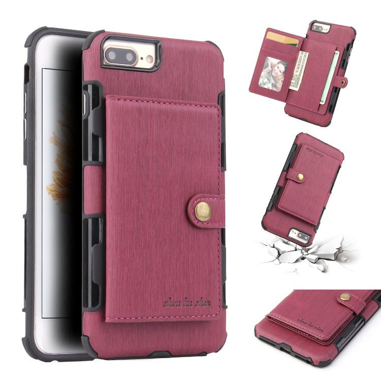 For iPhone 6s Plus / 6 Plus Brushed Texture Shockproof PU + TPU Case, with Card Slots & Wallet & Photo Frame