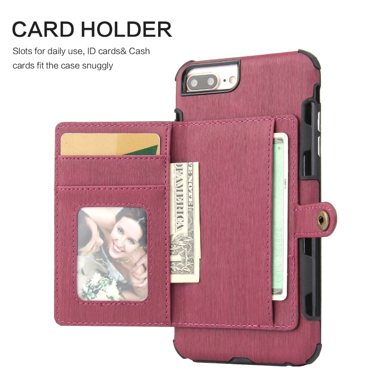 For iPhone 6s Plus / 6 Plus Brushed Texture Shockproof PU + TPU Case, with Card Slots & Wallet & Photo Frame