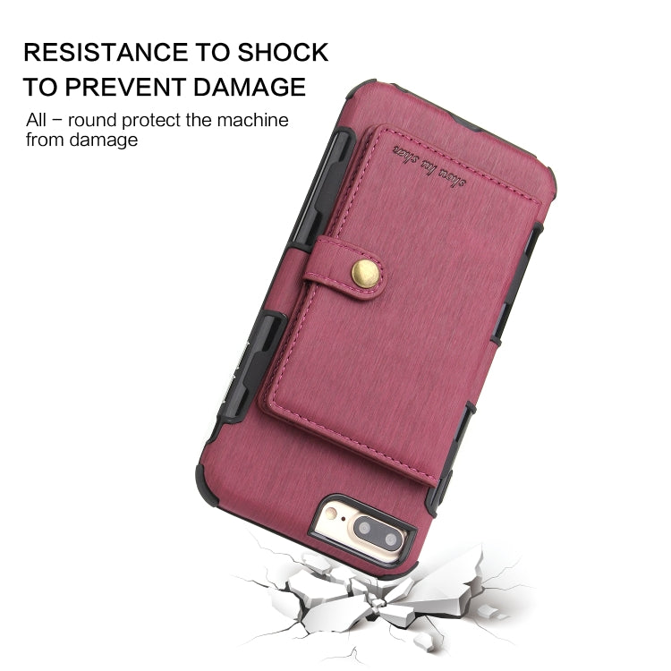 For iPhone 6s Plus / 6 Plus Brushed Texture Shockproof PU + TPU Case, with Card Slots & Wallet & Photo Frame