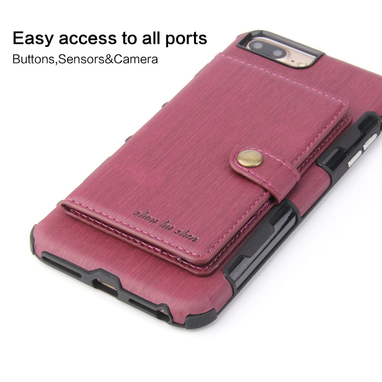 For iPhone 6s Plus / 6 Plus Brushed Texture Shockproof PU + TPU Case, with Card Slots & Wallet & Photo Frame