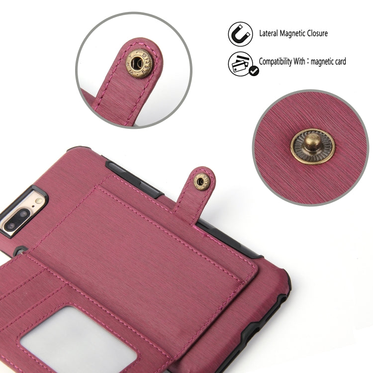 For iPhone 6s Plus / 6 Plus Brushed Texture Shockproof PU + TPU Case, with Card Slots & Wallet & Photo Frame
