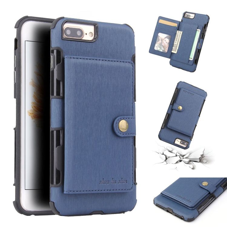For iPhone 6s Plus / 6 Plus Brushed Texture Shockproof PU + TPU Case, with Card Slots & Wallet & Photo Frame