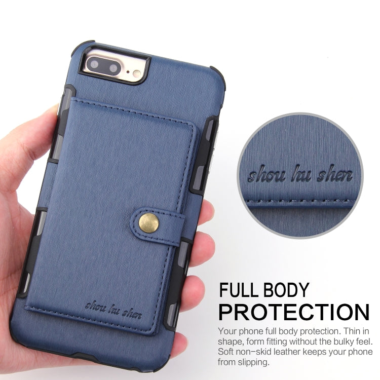 For iPhone 6s Plus / 6 Plus Brushed Texture Shockproof PU + TPU Case, with Card Slots & Wallet & Photo Frame