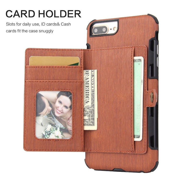 For iPhone 6s Plus / 6 Plus Brushed Texture Shockproof PU + TPU Case, with Card Slots & Wallet & Photo Frame