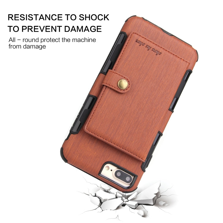 For iPhone 6s Plus / 6 Plus Brushed Texture Shockproof PU + TPU Case, with Card Slots & Wallet & Photo Frame