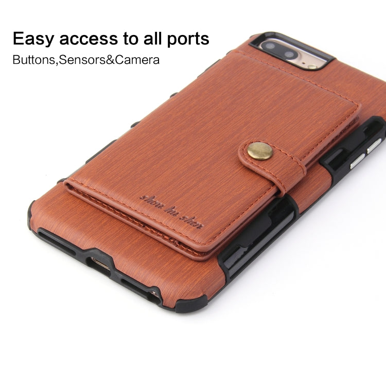 For iPhone 6s Plus / 6 Plus Brushed Texture Shockproof PU + TPU Case, with Card Slots & Wallet & Photo Frame