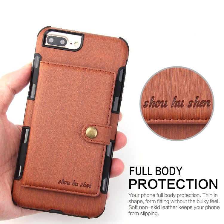 For iPhone 6s Plus / 6 Plus Brushed Texture Shockproof PU + TPU Case, with Card Slots & Wallet & Photo Frame