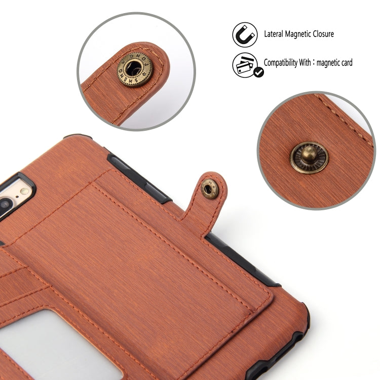 For iPhone 6s Plus / 6 Plus Brushed Texture Shockproof PU + TPU Case, with Card Slots & Wallet & Photo Frame