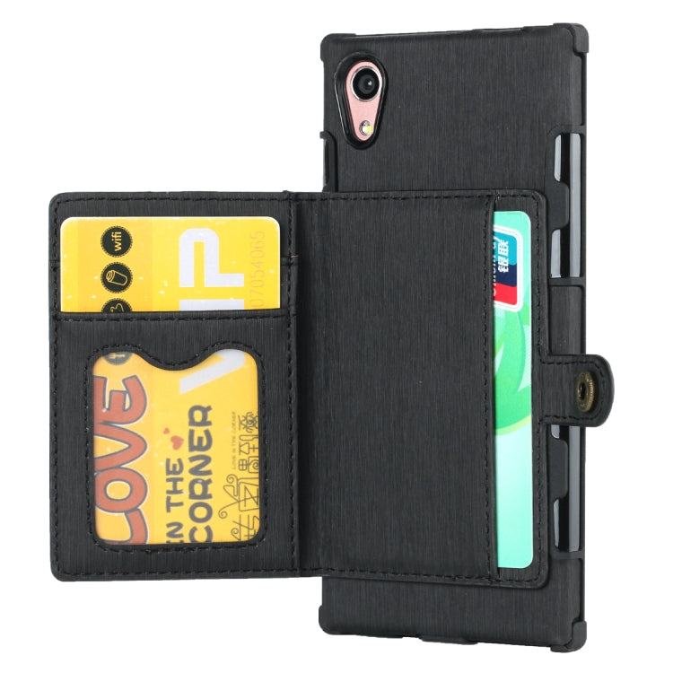 For Sony Xperia XA1 Brushed Texture Shockproof PU + TPU Case, with Card Slots & Wallet & Photo Frame