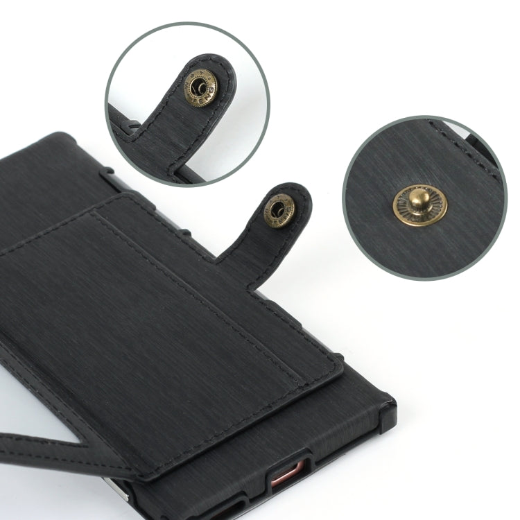 For Sony Xperia XA1 Brushed Texture Shockproof PU + TPU Case, with Card Slots & Wallet & Photo Frame