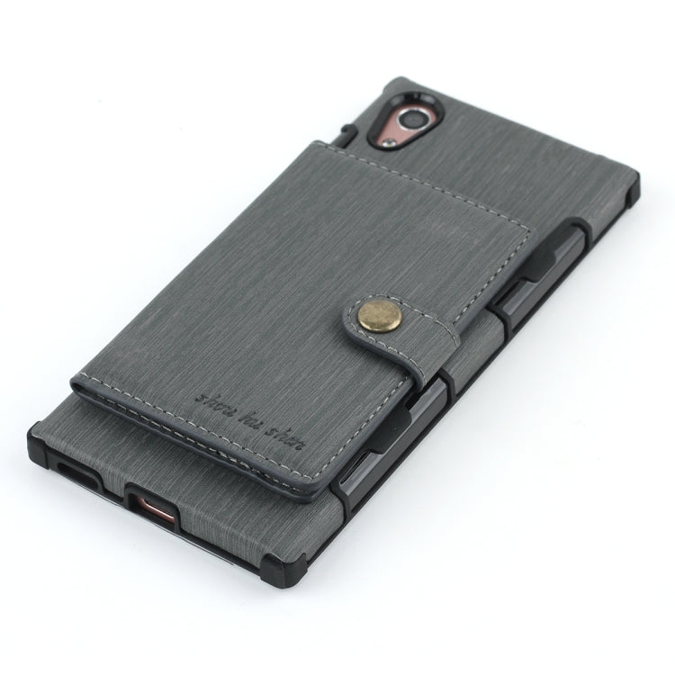 For Sony Xperia XA1 Brushed Texture Shockproof PU + TPU Case, with Card Slots & Wallet & Photo Frame